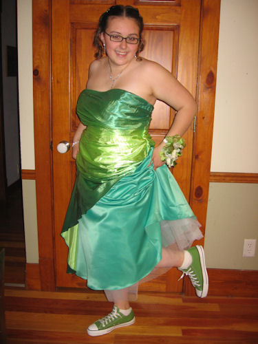 converse and prom dress
